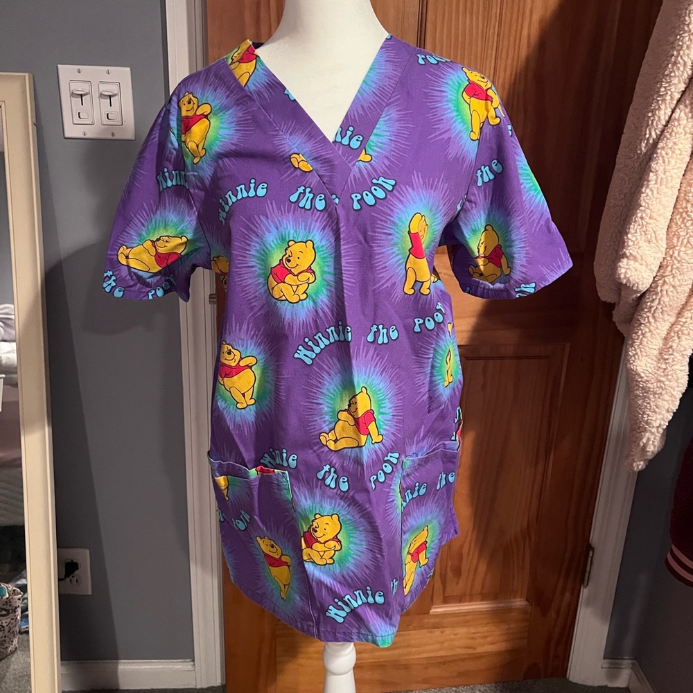 Cutest Pooh Bear Tie Dye Scrub Top!